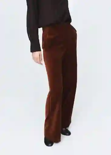 Pantalón Velveton Terracota Talla 42 Mujer Mango