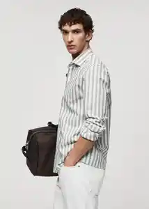 Camisa Rug Verde Talla M Hombre Mango