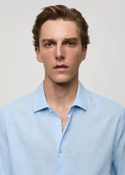 Camisa Emma Celeste Talla L Hombre Mango