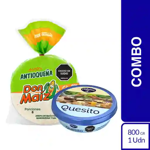 Combo Arepa Antioqueña Don Maiz 8 Und + Quesito Alpina 185 g
