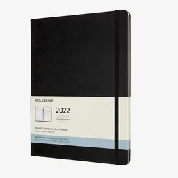 Moleskine Agenda Mensual 2022 Hard Cover Negra 19 x 25 cm XL