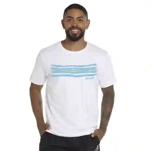 Camiseta Manga Corta Tide Stripe Hombre Blanco-l
