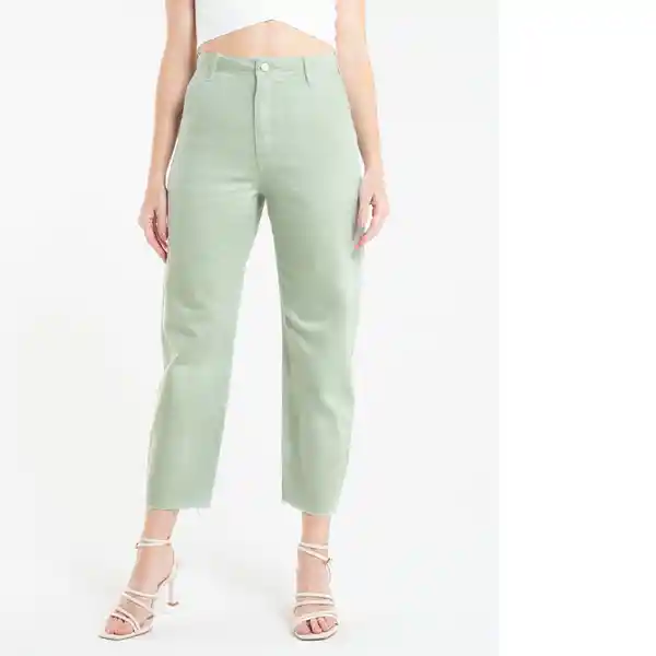  Pantalon Canela Mujer Verde Escarchado Claro Talla 6 Naf-Naf 