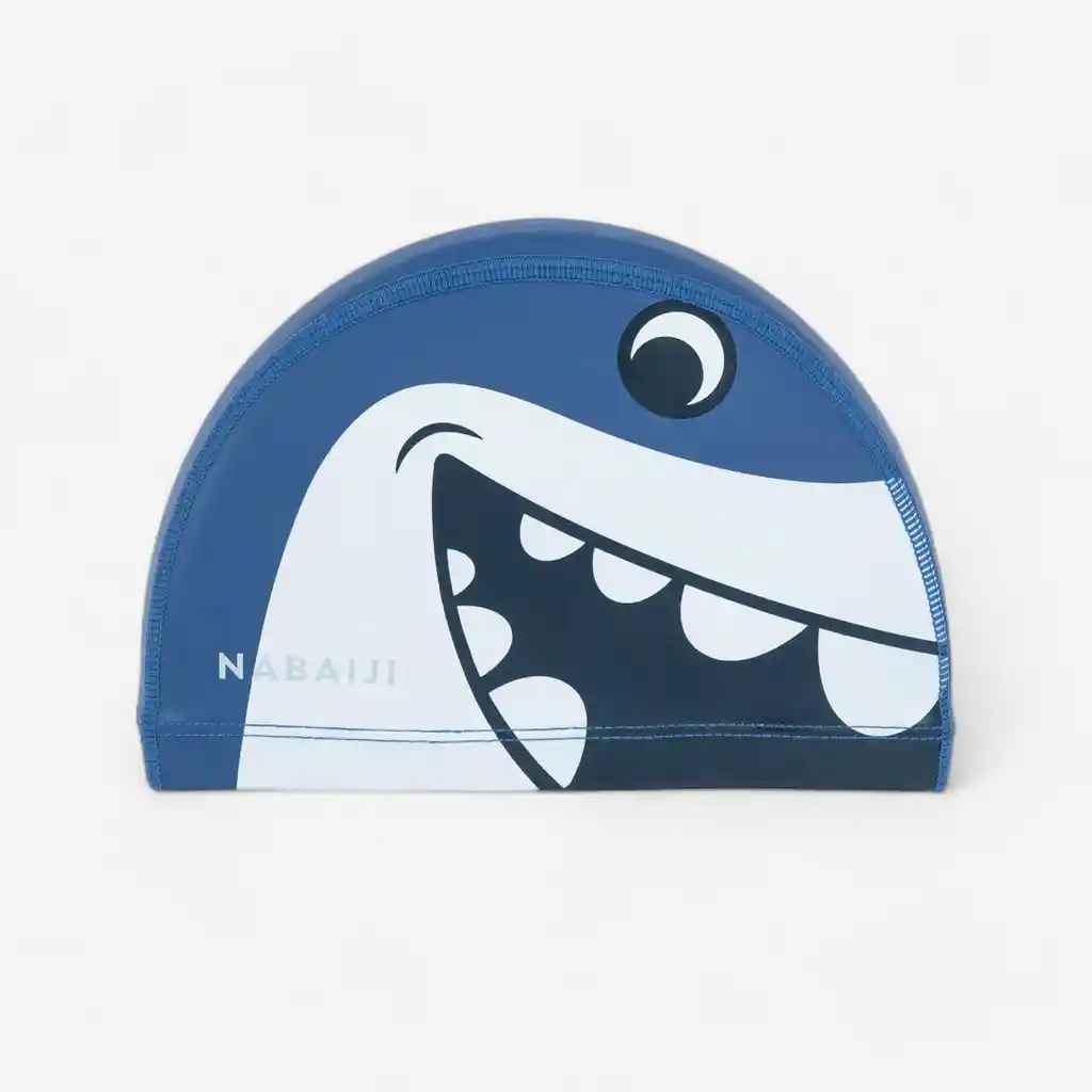 Gorro Tela Revestida Natación Talla S Azul Estampado Shark