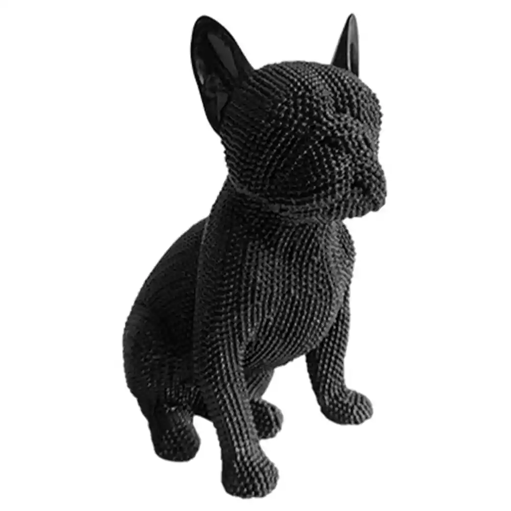 Marres Figura Decorativa Bulldog Sentado Negro 16.6 X 13 Cm