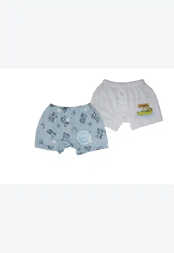 Boxer Set X2 100% Alg 0/3 Meses-celeste