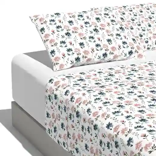 Sábana Estampada 2 Plazas Microfibra 120 Gsm Diseño Flores Krea