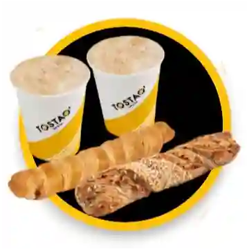 2 Cappuccino Mediano + 2 Palito de Queso