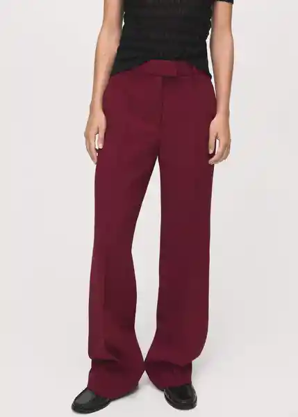 Pantalón Maca Burdeos Talla 36 Mujer Mango