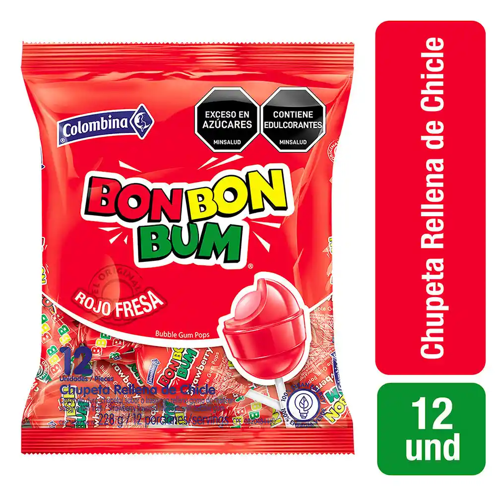 Bon Bon Bum Rojo fresa bolsa por 12 und