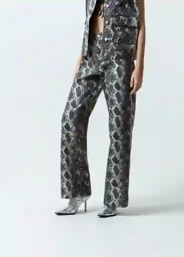 Pantalon Alexia Gris Asno Estampado Talla10 Mujer 431G380 Naf Naf