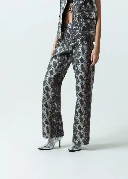 Pantalon Alexia Gris Asno Estampado Talla10 Mujer 431G380 Naf Naf