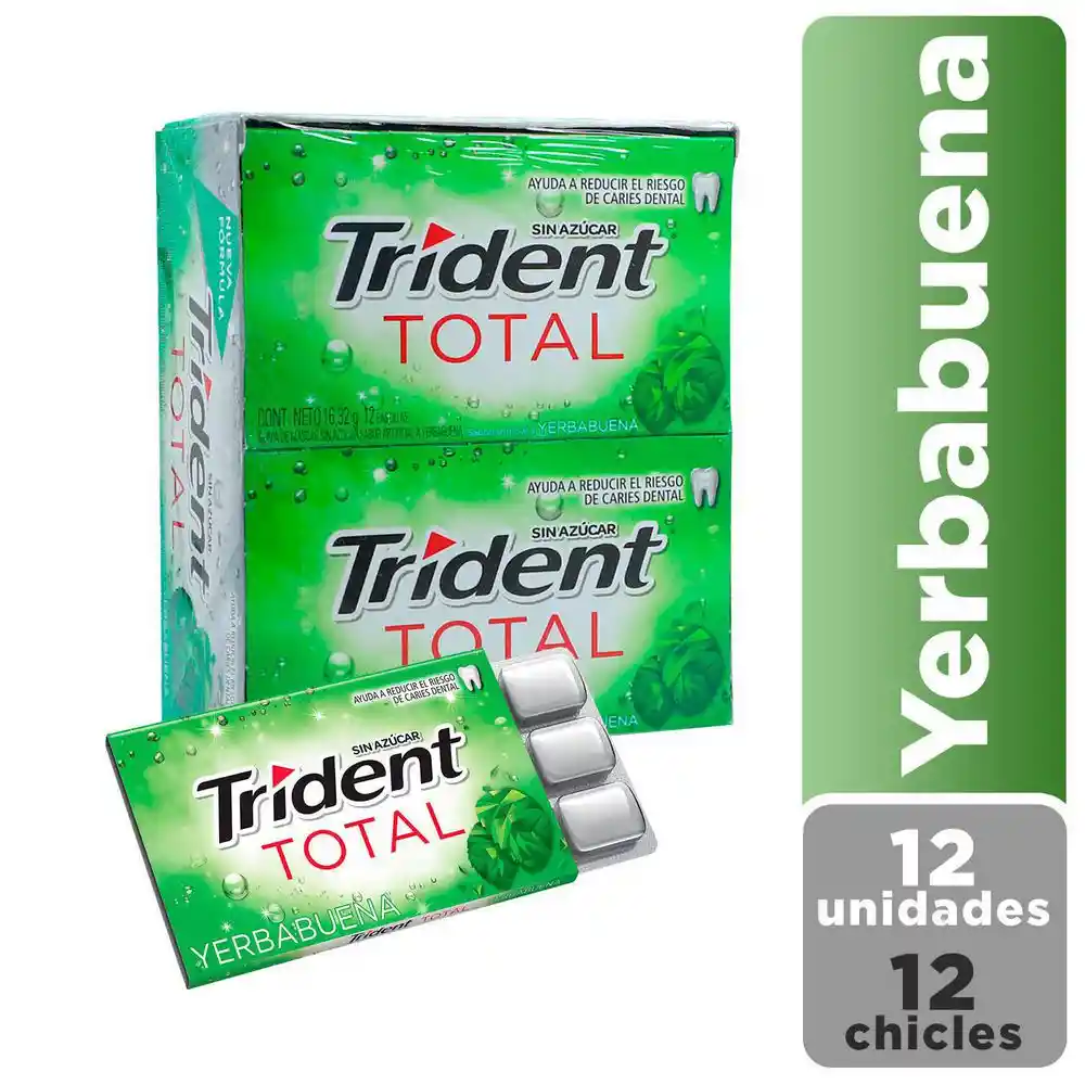 Trident Chicle Total Yerbabuena Sin Azúcar