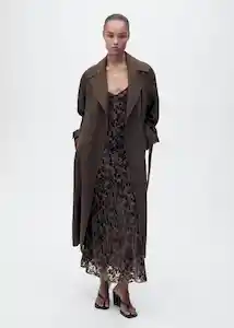 Abrigo Trench Beirut Marrón Talla M Mujer Mango
