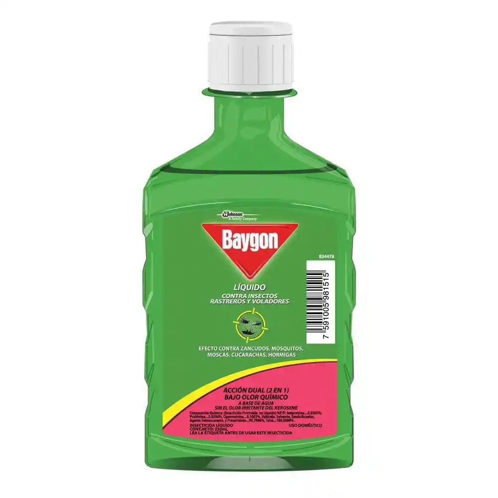 Baygon insecticida líquido mata insectos voladores y rastreros, 230ml
