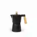Cafetera Moka 9 Tazas Negra Mango En Madera Ambiente Gourmet