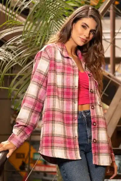 Chaqueta Tipo Camisa Color Magenta Talla S Ragged