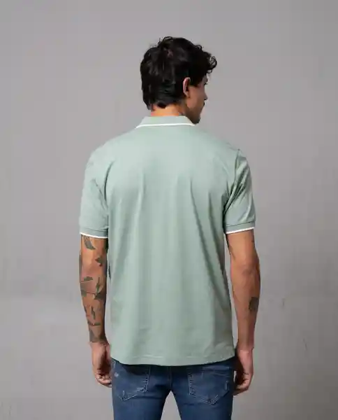 Camiseta Polo Iconica Hombre Verde Golfo Medio T M 34619 Rifle