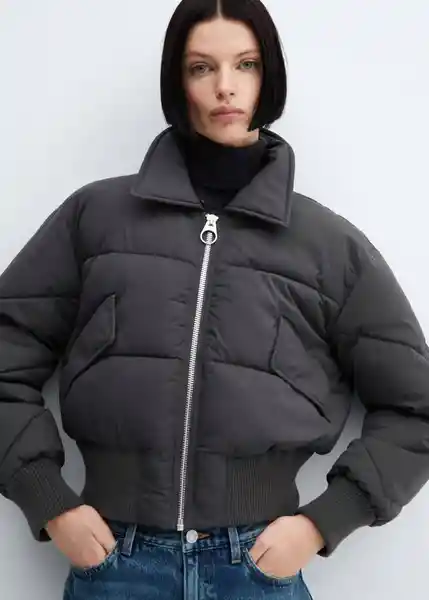 Abrigo Anorak Twist Gris Oscuro Vigoré Talla L Mujer Mango
