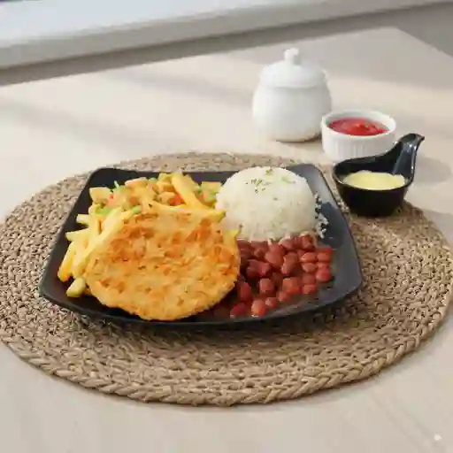 Almuerzo frijol milanesa