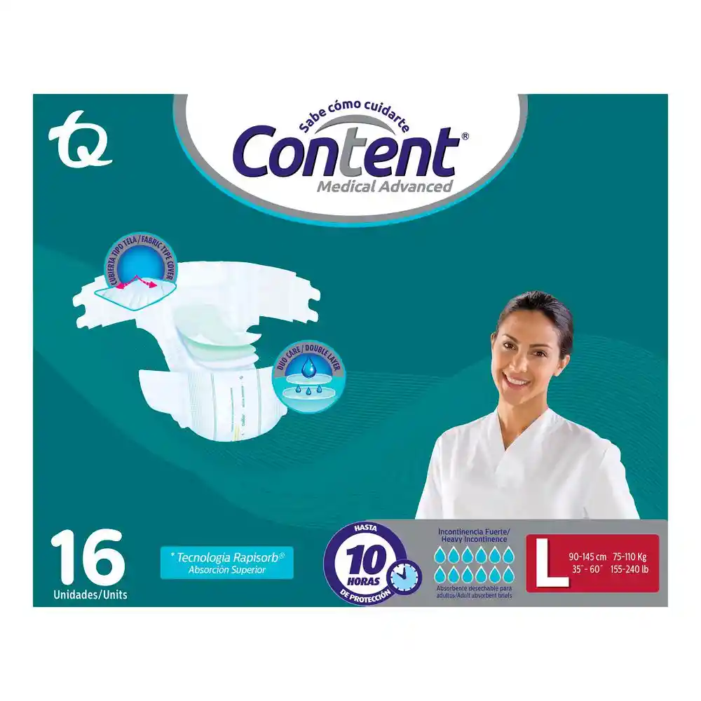 Pañal Content 10 Horas de Protección (16 Und)