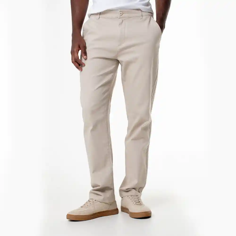 Pantalón Tipo Chino Tiro Medio Slim Fit en Algodón Masculino Agutty Gef Talla 34