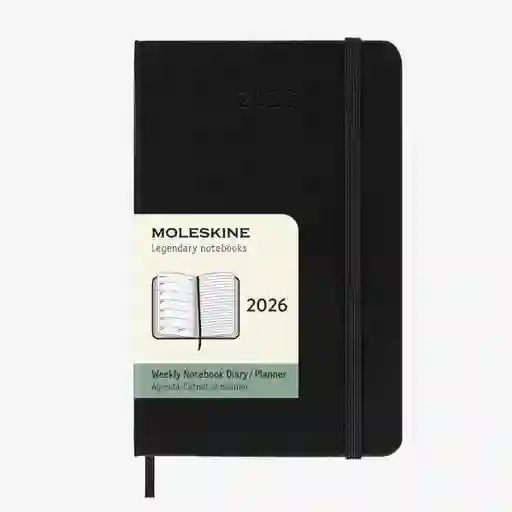 Moleskine Agenda Semanal Negro Pequeña Hc 2026