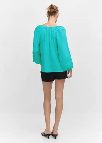 Blusa Tango Turquesa Talla L Mujer Mango