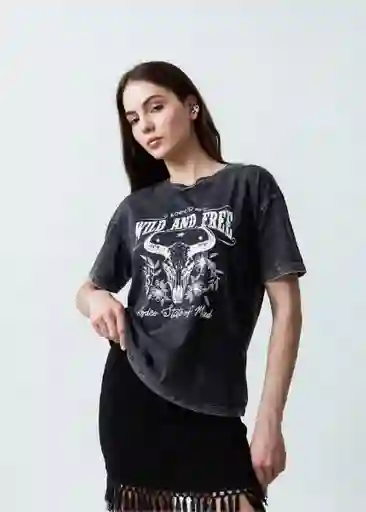 Camiseta Mujer Negro Puro Ultraoscuro Talla M 409F049 Naf Naf