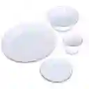 Vajilla Vitrocerámica Borde Dorado 4 Puestos 16 Piezas