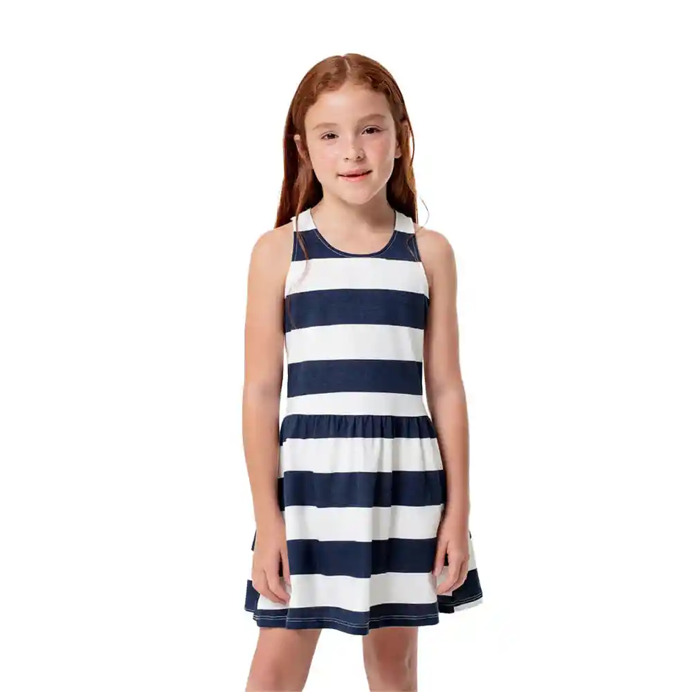 Vestido Corto Cuello Redondo Tejido de Punto Kids Femenino Larai Kd Gef