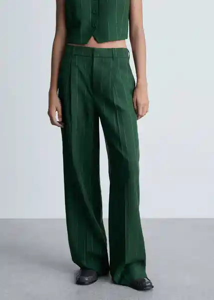 Pantalón Boing Verde Talla 40 Mujer Mango