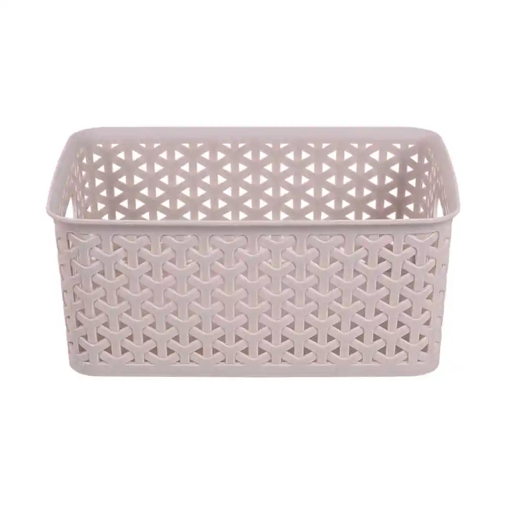 Canasto Simil Rattan Gris 19.5x25x10.5 Cm