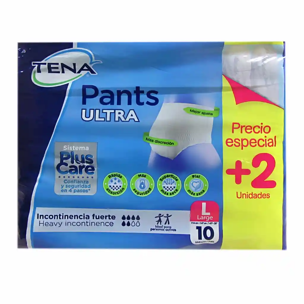 Tena Pañal Pants Ultra Sistema Plus Care Talla L