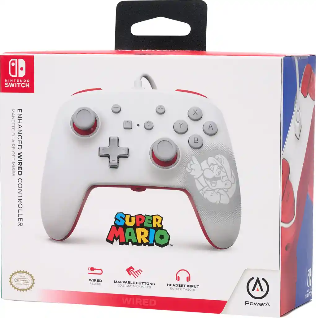 Nintendo Switch Control Alámbrico Súper Mario Blanco Power A