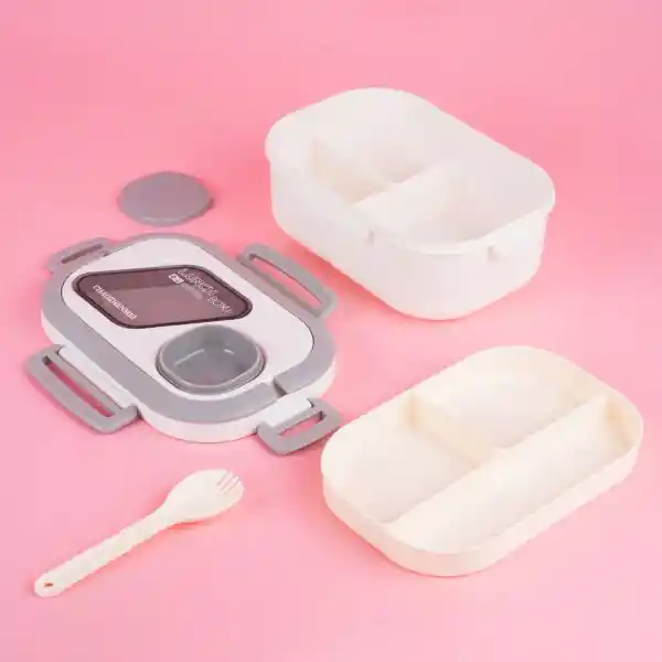 Contenedor Alimentos Doble Capa Con Asa 1200 mL Serie Miniso