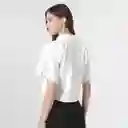 Blusa Cuello Camisero Manga Corta Blanco Talla S 718493