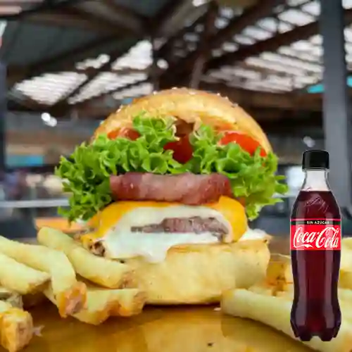 Combo Burger Cheese And Bacon +Cocacola S/az 500ml
