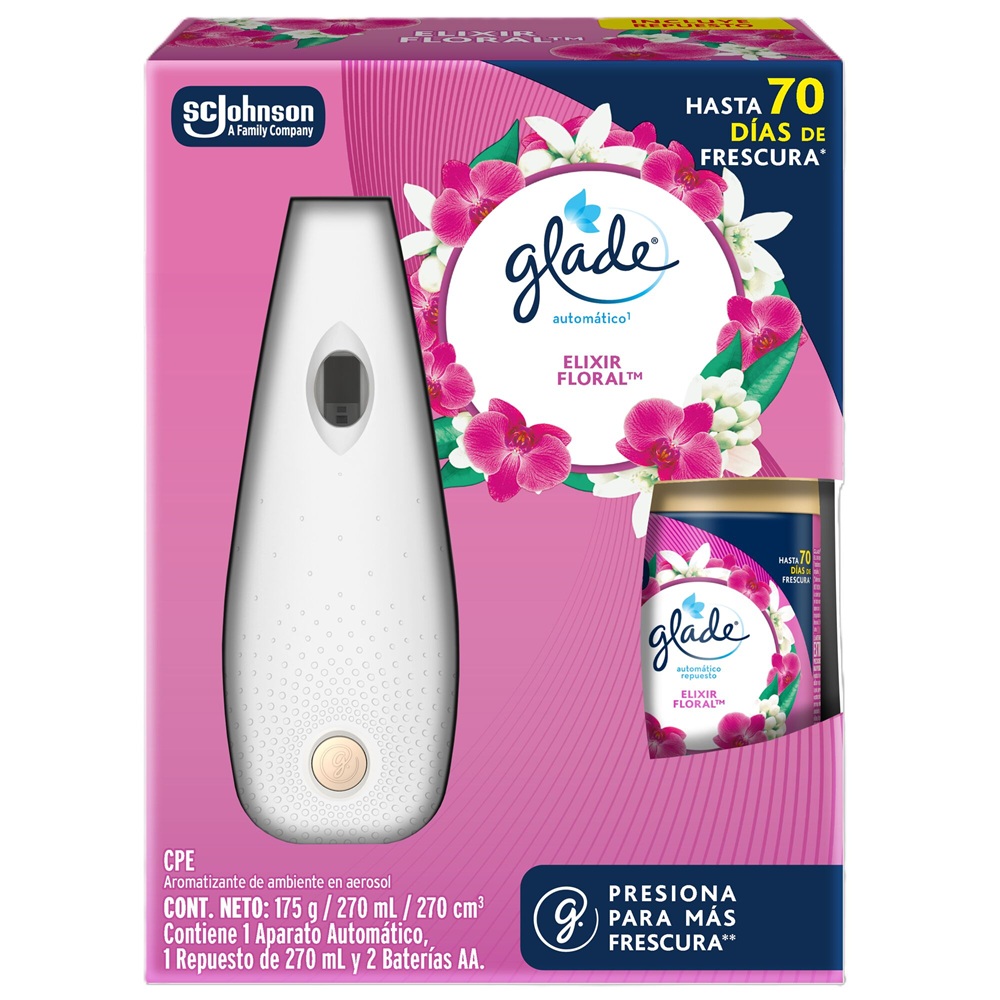 Glade Ambientador Automático Aparato Elixir Floral 175g