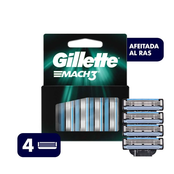 Gillette Mach3 Carga de Afeitar 4 Unidades