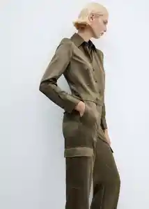 Enterizo Mono Kate Khaki Talla L Mujer Mango