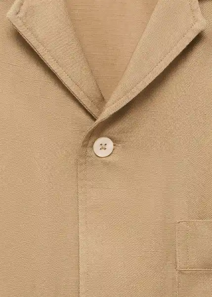 Camisa Banarea Beige Talla M Hombre Mango