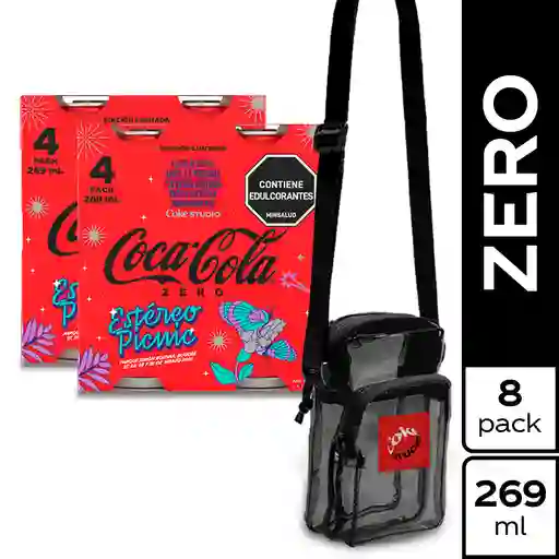 Combo Gaseosa Coca-Cola Zero 269 mL x 8 Und + 1 Crossbody