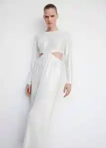 Vestido White-a Blanco Talla L Mujer Mango