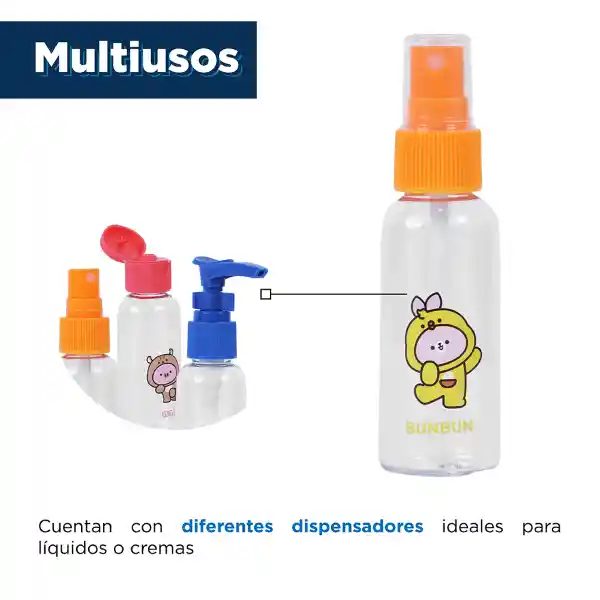 Kit de Botellas de Viaje Cosplay de Animales Mini Family Miniso