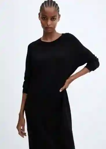 Vestido Vieira Negro Talla L Mujer Mango