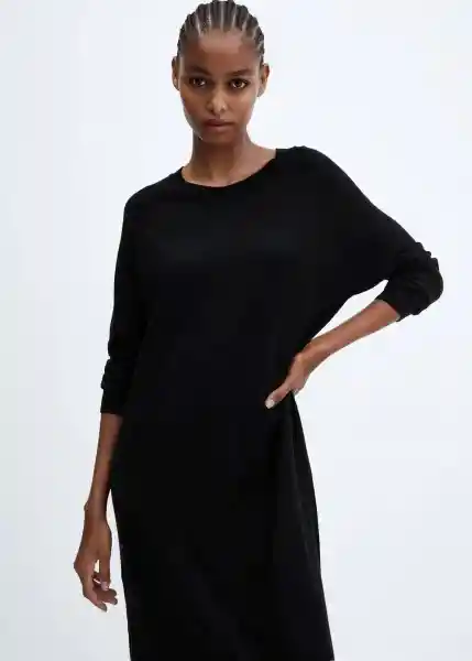 Vestido Vieira Negro Talla L Mujer Mango