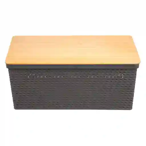 Cotidiana Caja Organizadora Tejida Tapa Bambú 11.5 L