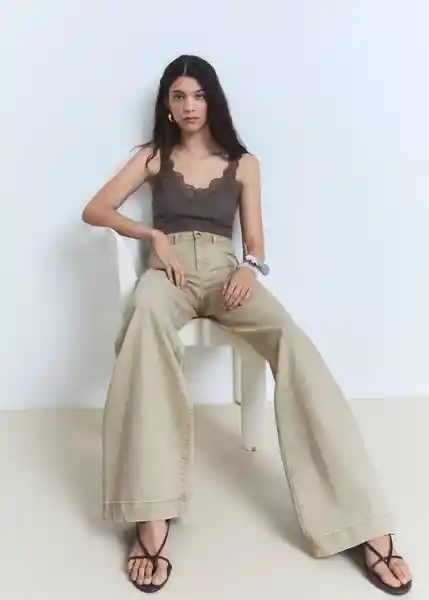 Jean Bea Khaki Talla 36 Mujer Mango