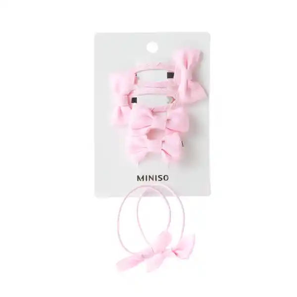 Set Infantil de Accesorios Para Cabello Moñitos Rosas Miniso